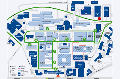 Karte der Route des Shuttle-Busses